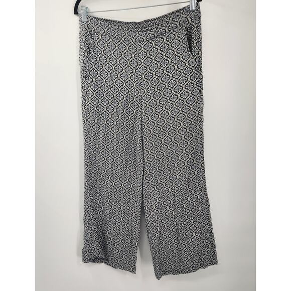 Old Navy Navy Blue and White Wide Leg Playa High-Rise Pants Womens Size Large L - Picture 1 of 4